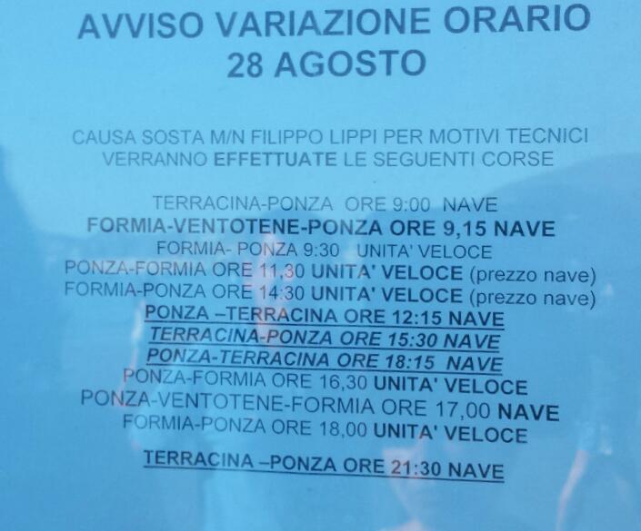 Attenzione disagi Laziomar Formia e Terracina