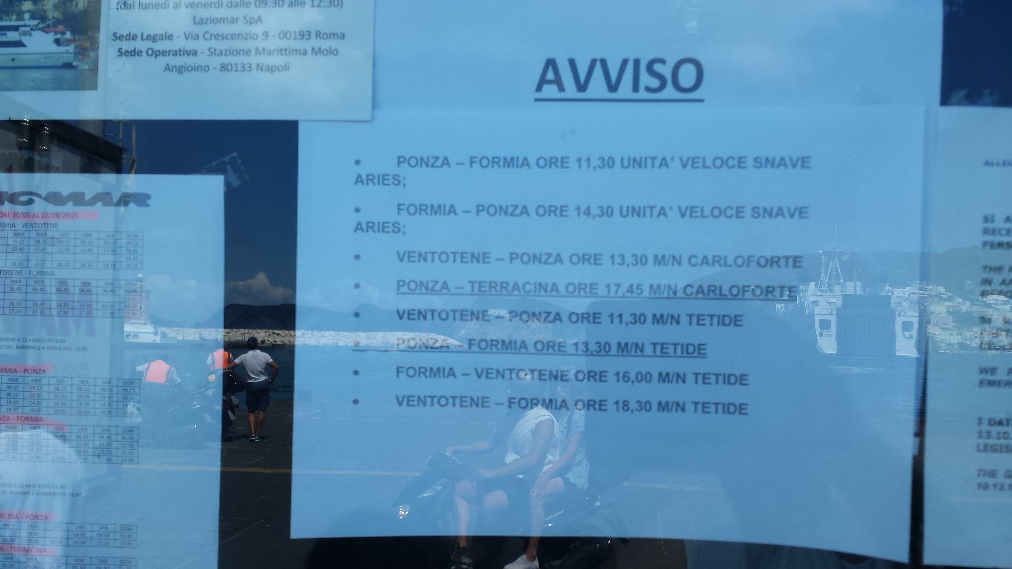 Modifiche partenze da e per Ponza