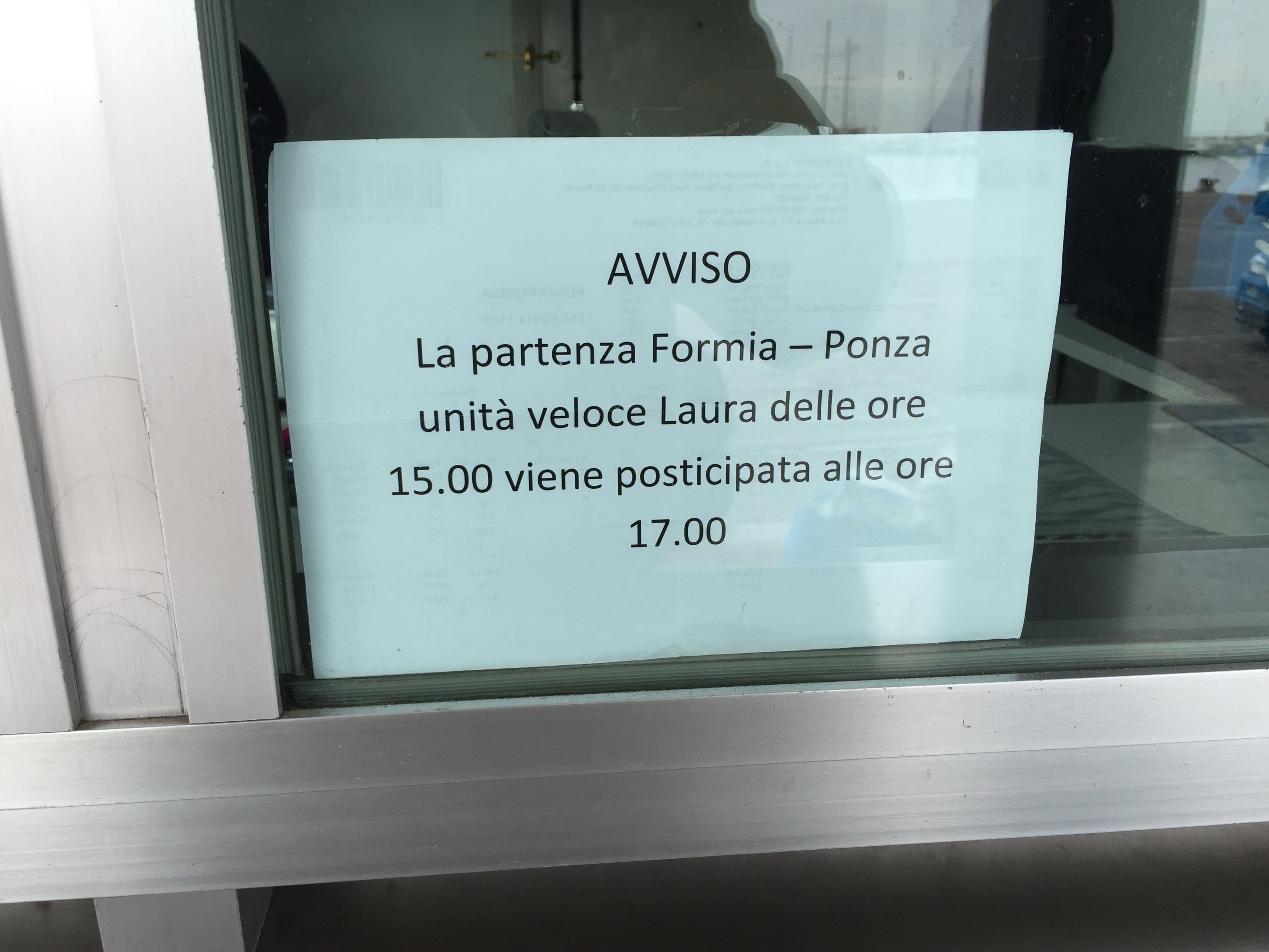 Posticipo mezzo veloce Laziomar da Formia